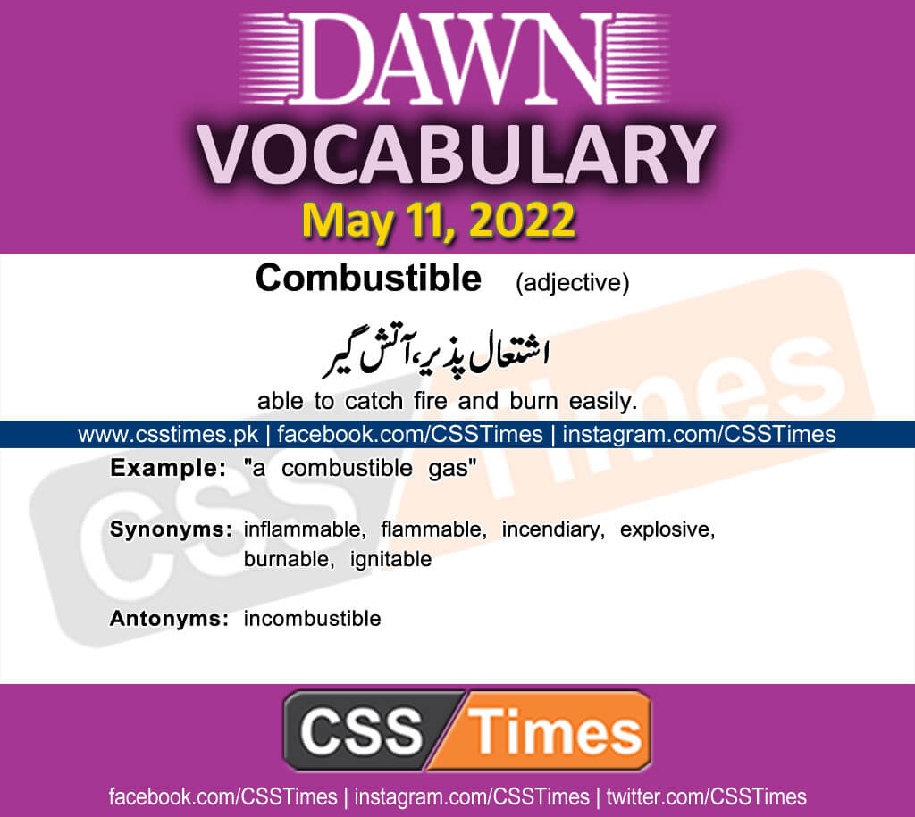 Daily DAWN News Vocabulary with Urdu Meaning (11 May 2022)