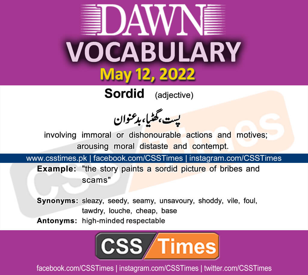 Daily DAWN News Vocabulary with Urdu Meaning (12 May 2022)