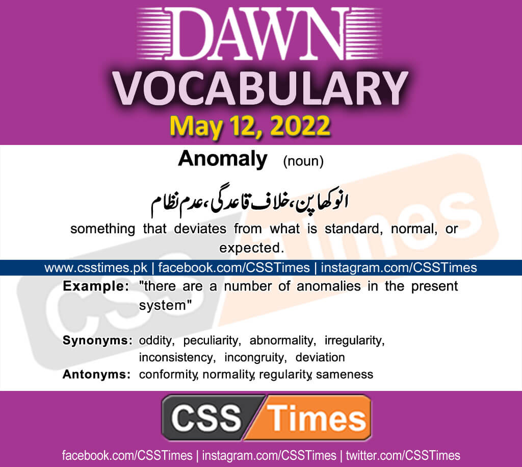 Daily DAWN News Vocabulary with Urdu Meaning (12 May 2022)