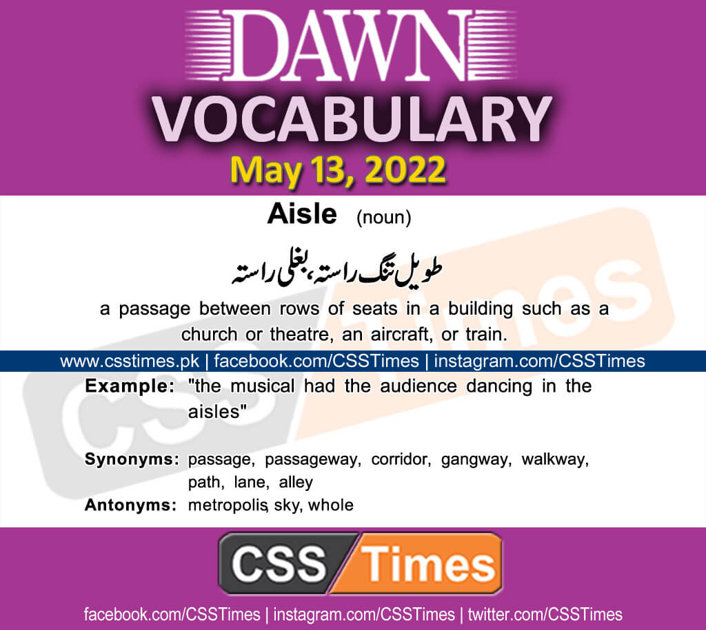Daily DAWN News Vocabulary with Urdu Meaning (13 May 2022)
