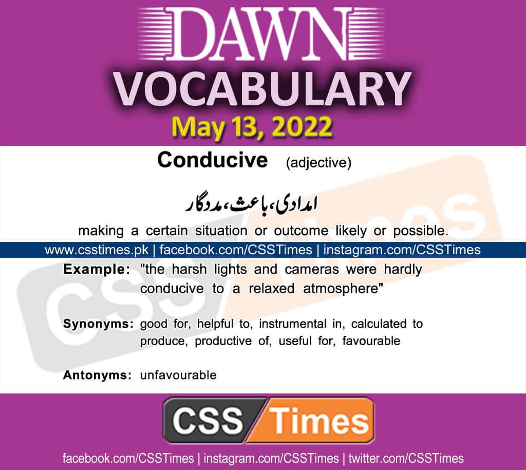 Daily DAWN News Vocabulary with Urdu Meaning (13 May 2022)