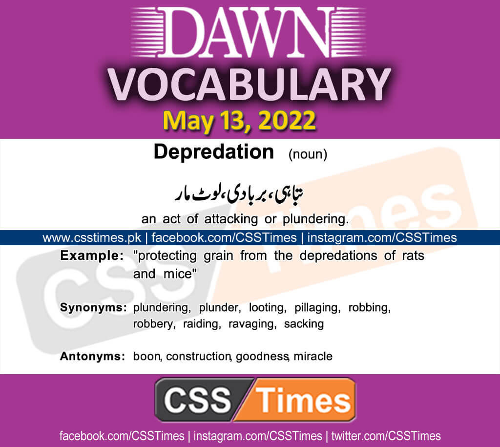 Daily DAWN News Vocabulary with Urdu Meaning (13 May 2022)