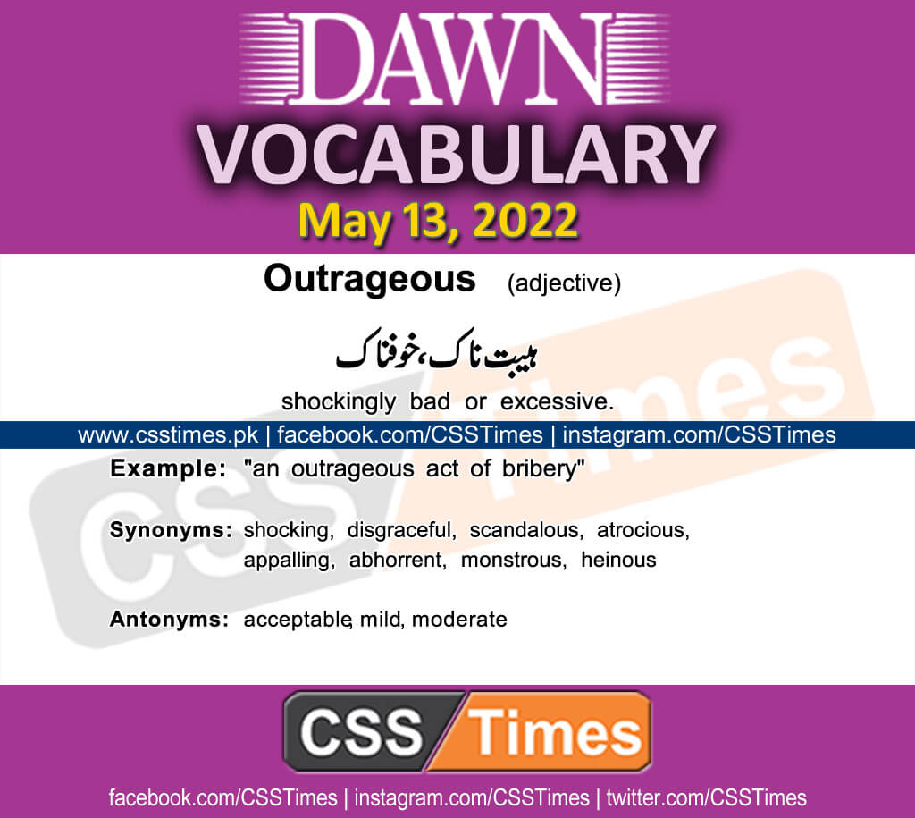 Daily DAWN News Vocabulary with Urdu Meaning (13 May 2022)