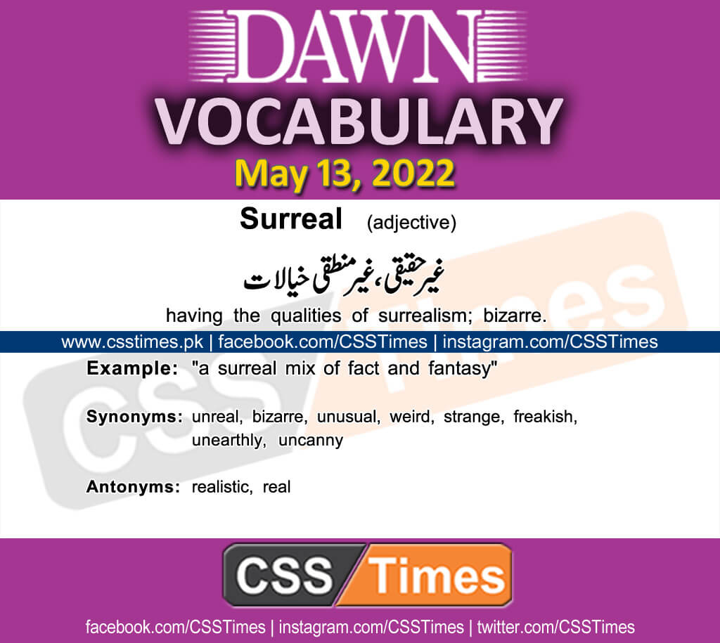 Daily DAWN News Vocabulary with Urdu Meaning (13 May 2022)