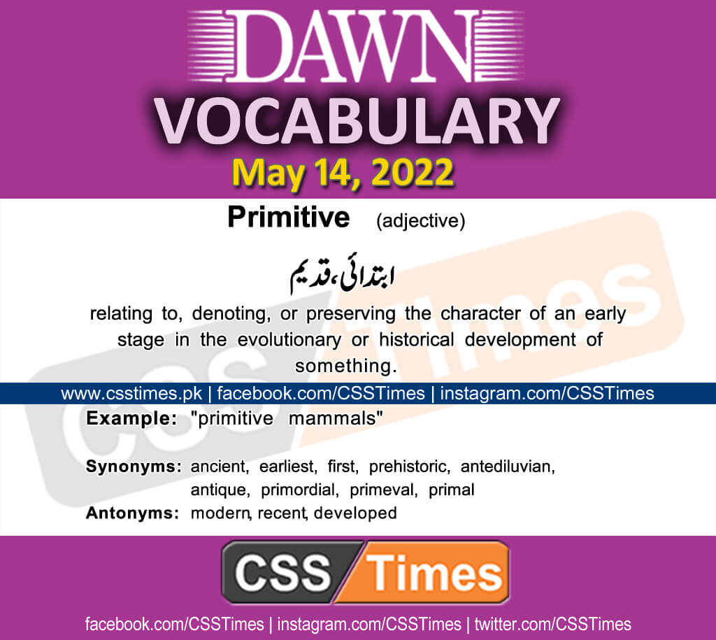 Daily DAWN News Vocabulary with Urdu Meaning (14 May 2022)