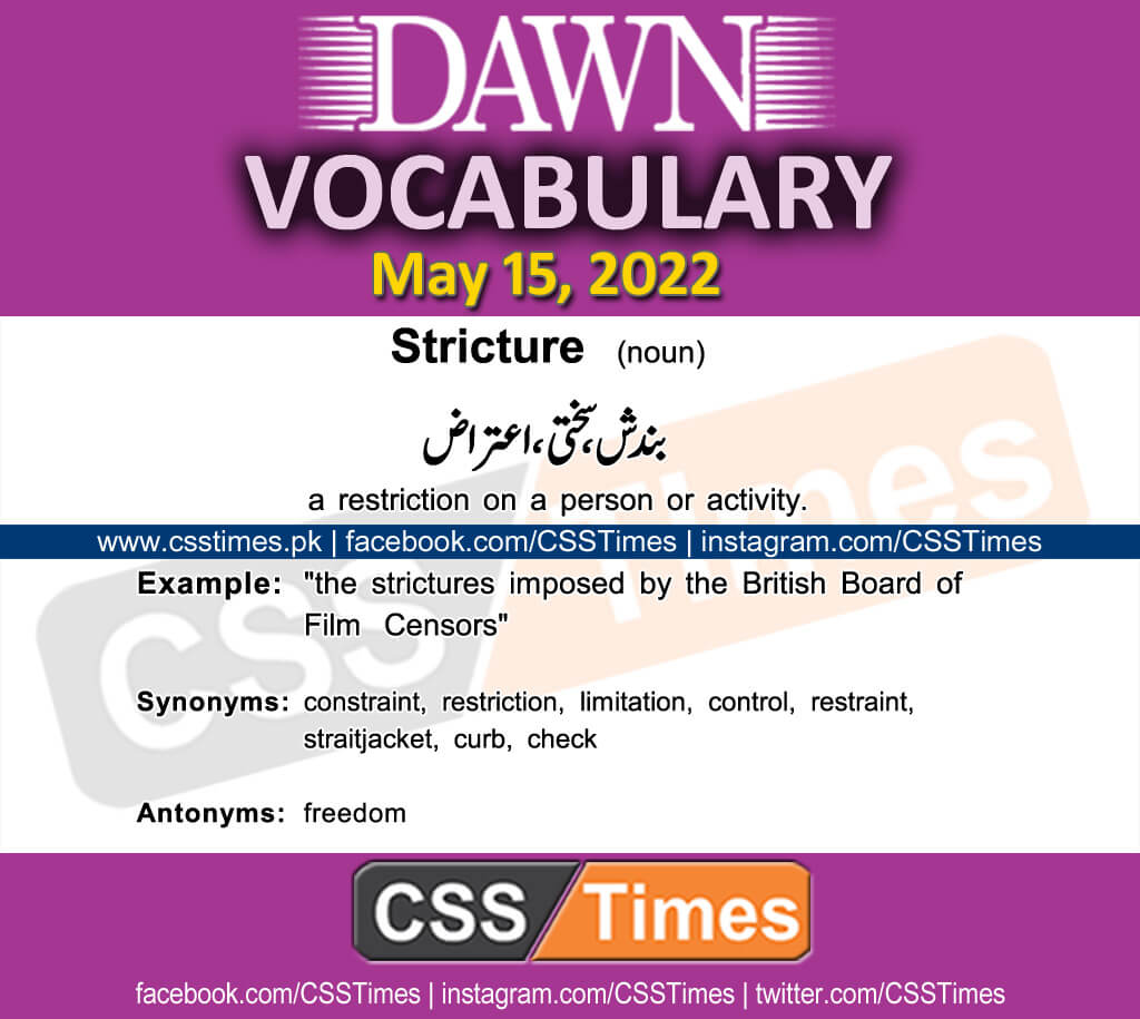 Daily DAWN News Vocabulary with Urdu Meaning (15 May 2022)