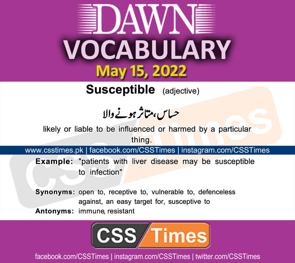 Daily DAWN News Vocabulary with Urdu Meaning (15 May 2022)