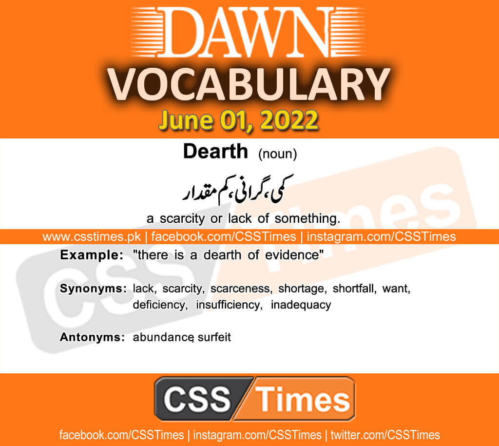 Daily DAWN News Vocabulary with Urdu Meaning (01 June 2022)