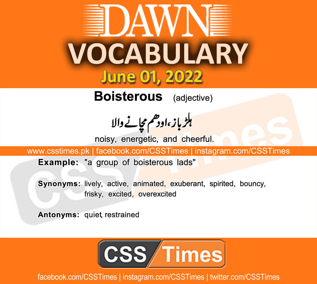 Daily DAWN News Vocabulary with Urdu Meaning (01 June 2022)