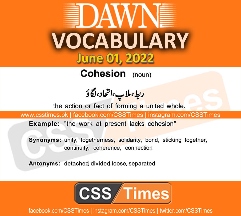 Daily DAWN News Vocabulary with Urdu Meaning (01 June 2022)