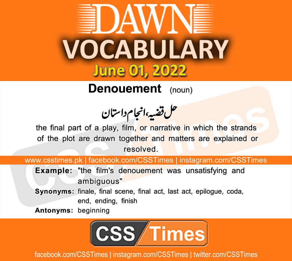 Daily DAWN News Vocabulary with Urdu Meaning (01 June 2022)