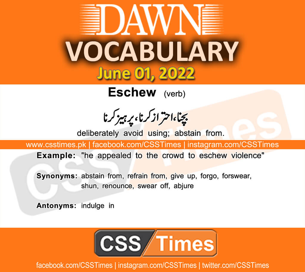 Daily DAWN News Vocabulary with Urdu Meaning (01 June 2022)