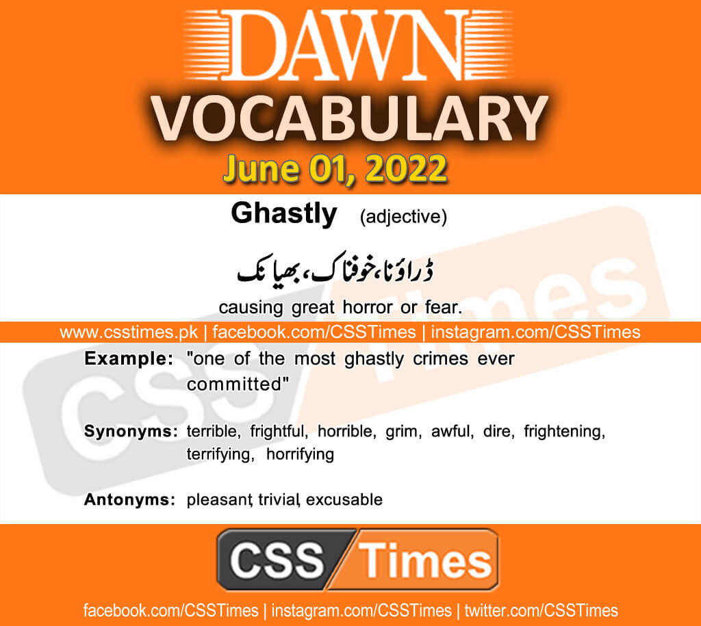 Daily DAWN News Vocabulary with Urdu Meaning (01 June 2022)