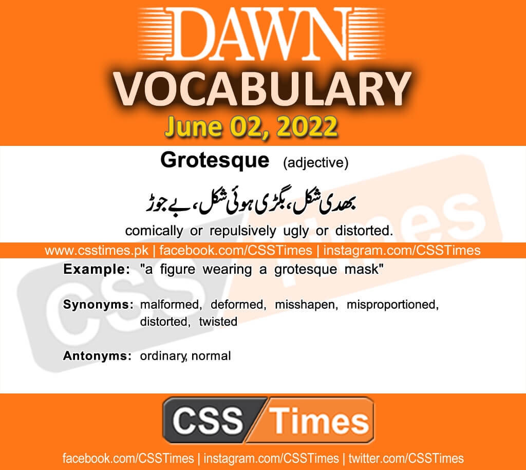 Daily DAWN News Vocabulary with Urdu Meaning (02 June 2022)