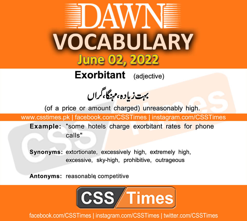 Daily DAWN News Vocabulary with Urdu Meaning (02 June 2022)