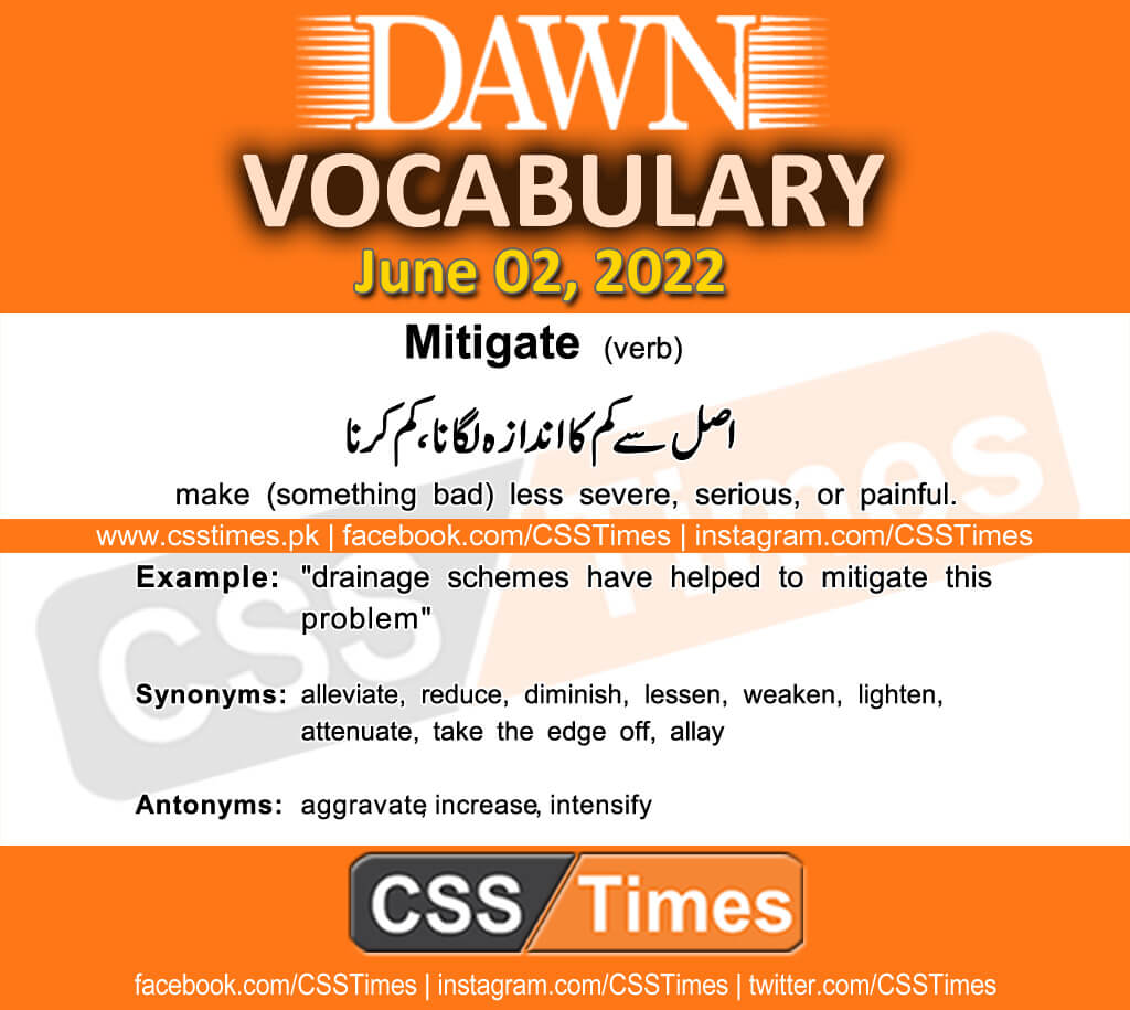 Daily DAWN News Vocabulary with Urdu Meaning (02 June 2022)
