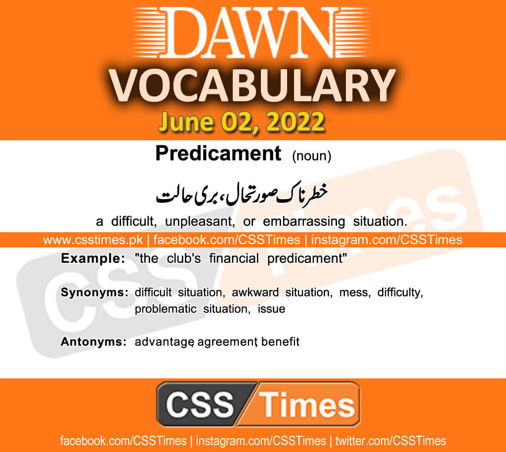 Daily DAWN News Vocabulary with Urdu Meaning (02 June 2022)