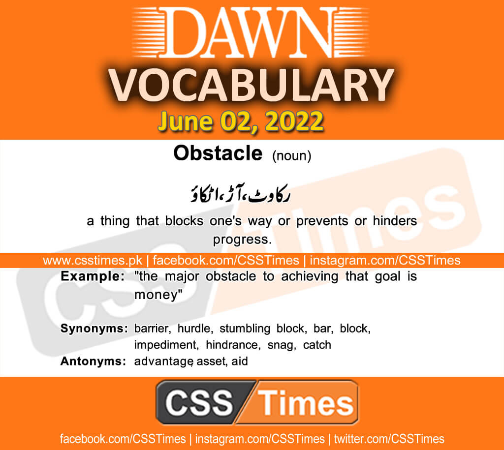 Daily DAWN News Vocabulary with Urdu Meaning (02 June 2022)