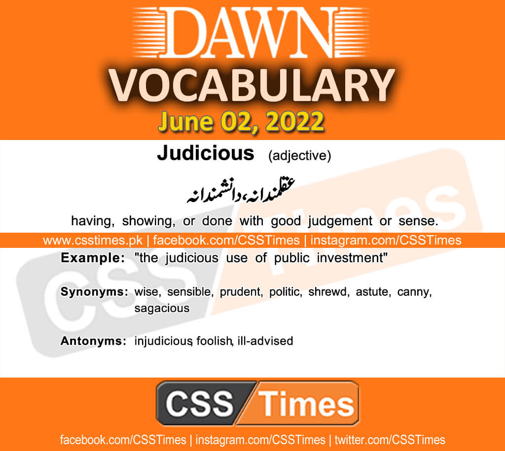 Daily DAWN News Vocabulary with Urdu Meaning (02 June 2022)