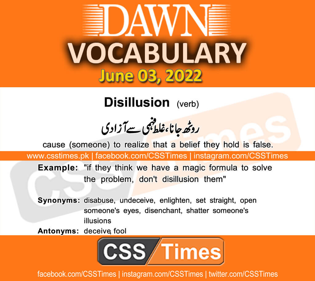 Daily DAWN News Vocabulary with Urdu Meaning (03 June 2022)