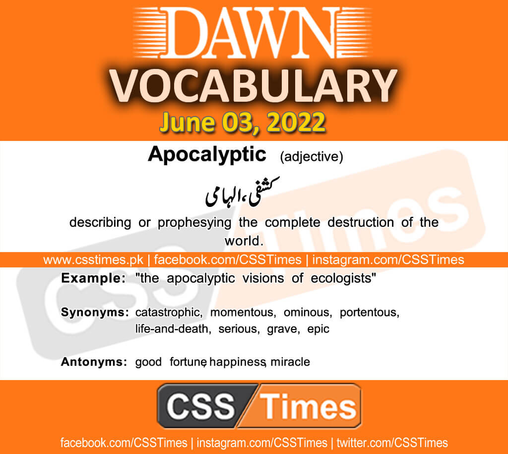Daily DAWN News Vocabulary with Urdu Meaning (03 June 2022)