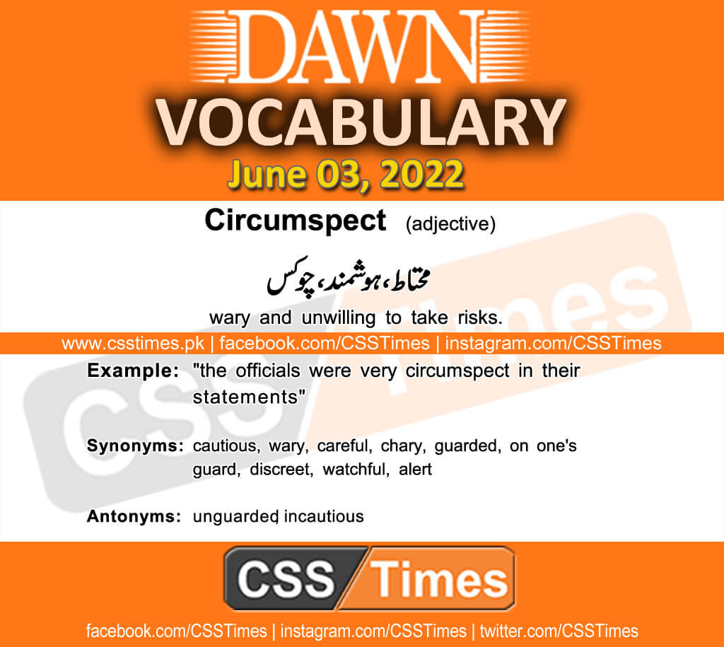 Daily DAWN News Vocabulary with Urdu Meaning (03 June 2022)