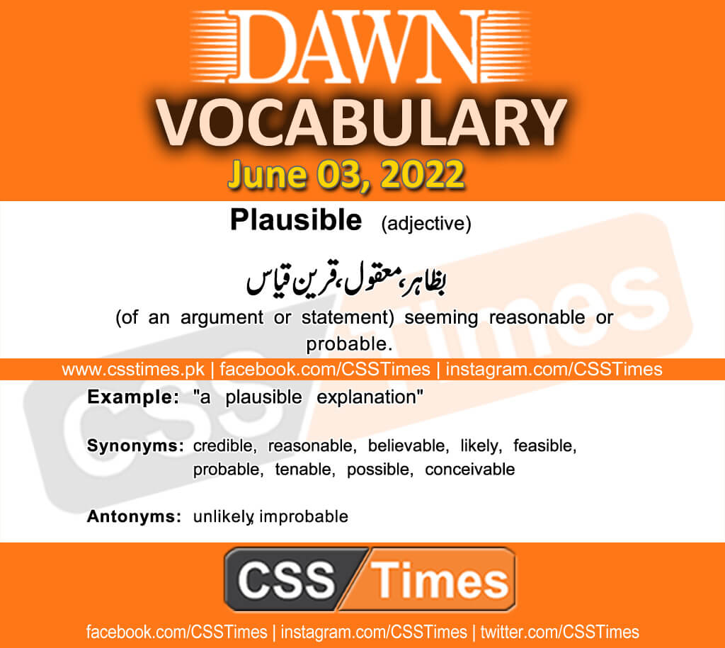 Daily DAWN News Vocabulary with Urdu Meaning (03 June 2022)