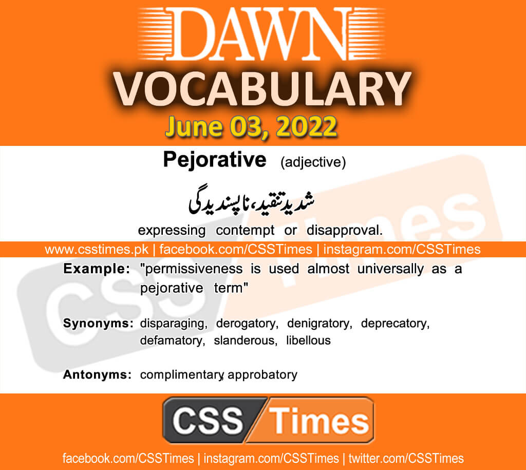 Daily DAWN News Vocabulary with Urdu Meaning (03 June 2022)