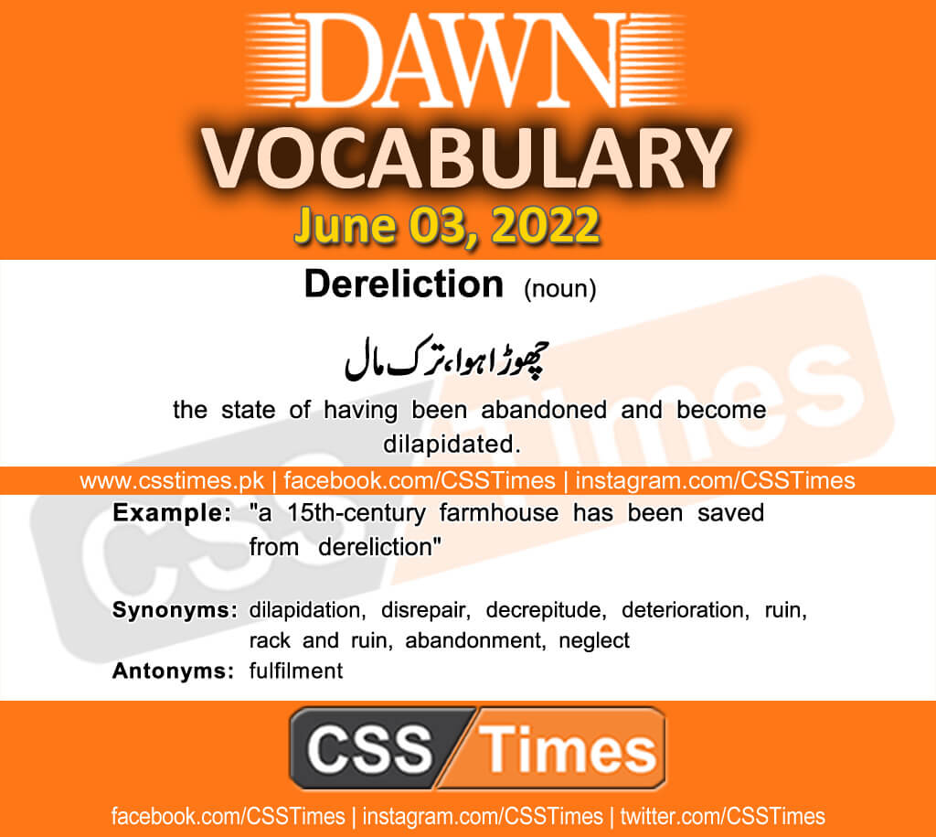 Daily DAWN News Vocabulary with Urdu Meaning (03 June 2022)