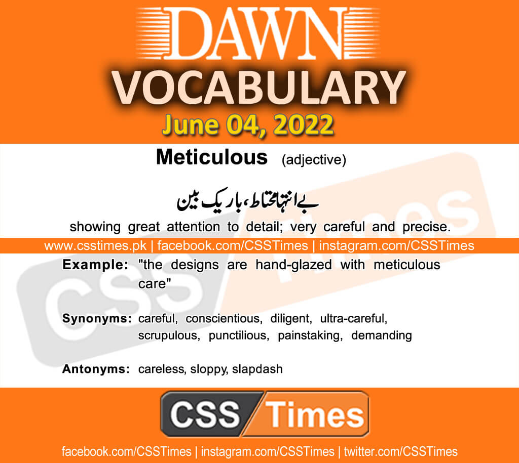 Daily DAWN News Vocabulary with Urdu Meaning (04 June 2022)