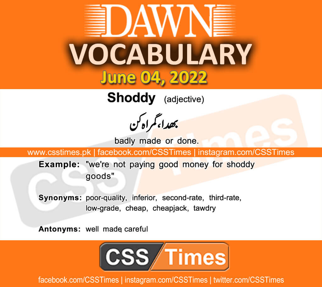 Daily DAWN News Vocabulary with Urdu Meaning (04 June 2022)