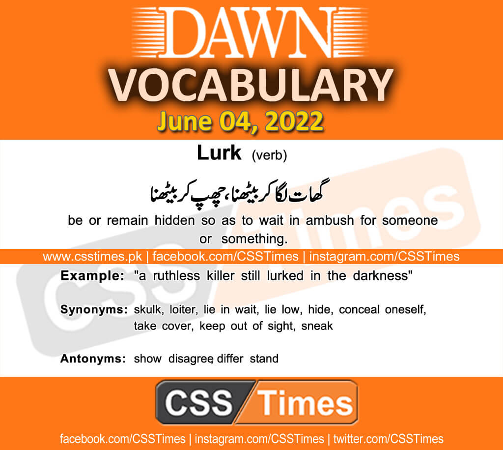 Daily DAWN News Vocabulary with Urdu Meaning (04 June 2022)