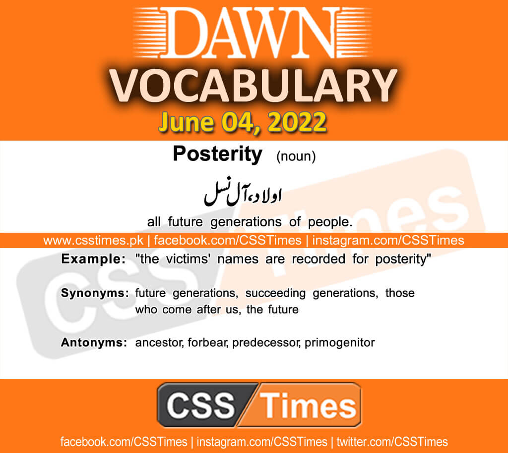 Daily DAWN News Vocabulary with Urdu Meaning (04 June 2022)