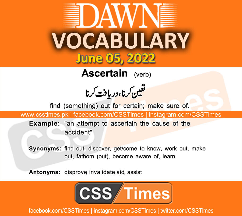 Daily DAWN News Vocabulary with Urdu Meaning (05 June 2022)