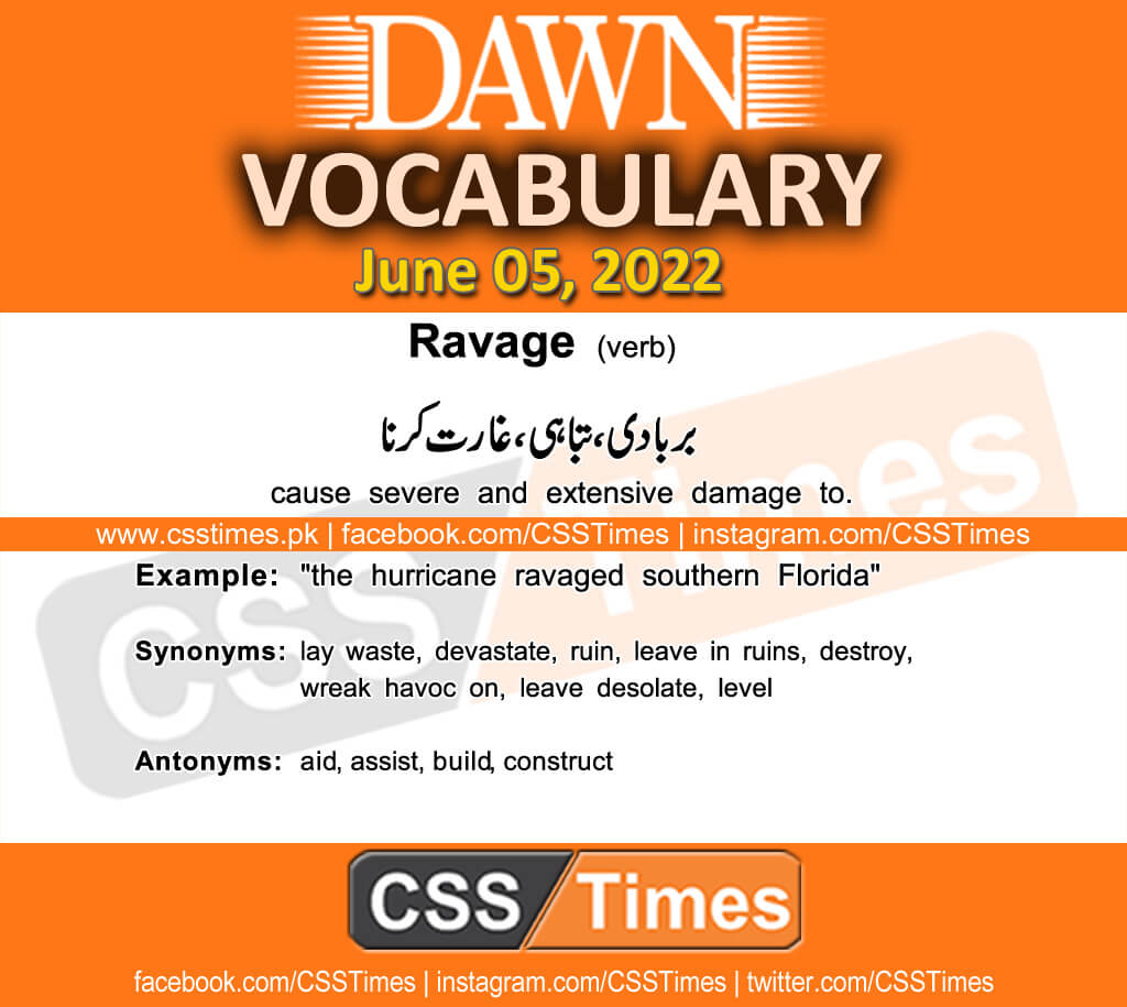 Daily DAWN News Vocabulary with Urdu Meaning (05 June 2022)