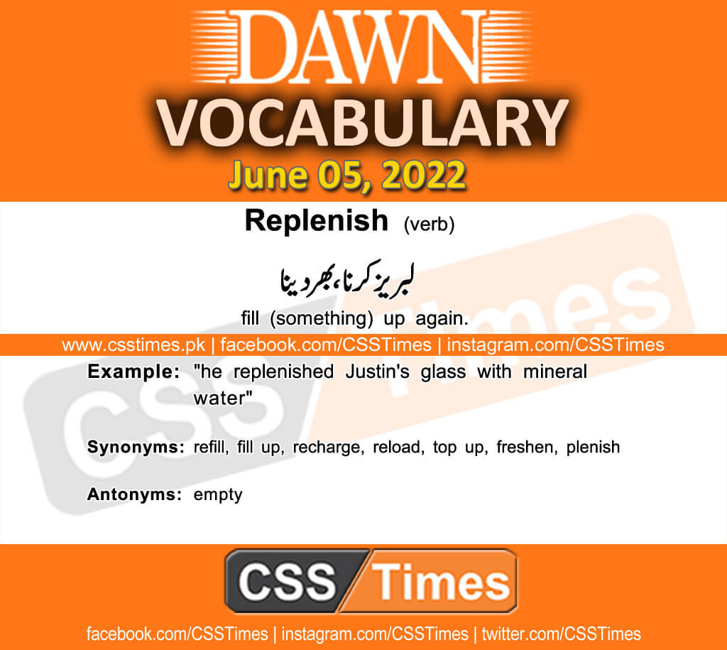 Daily DAWN News Vocabulary with Urdu Meaning (05 June 2022)