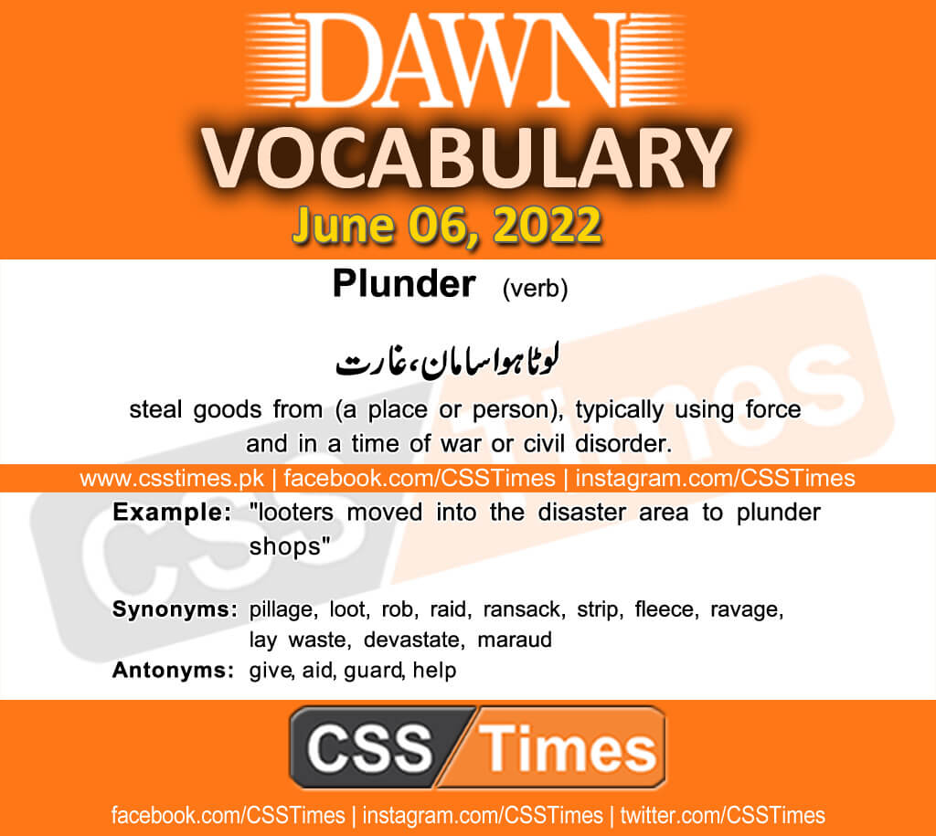 Daily DAWN News Vocabulary with Urdu Meaning (06 June 2022)
