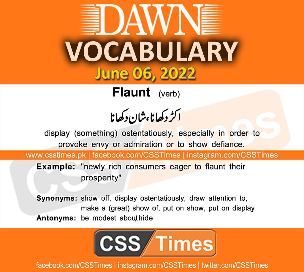 Daily DAWN News Vocabulary with Urdu Meaning (06 June 2022)