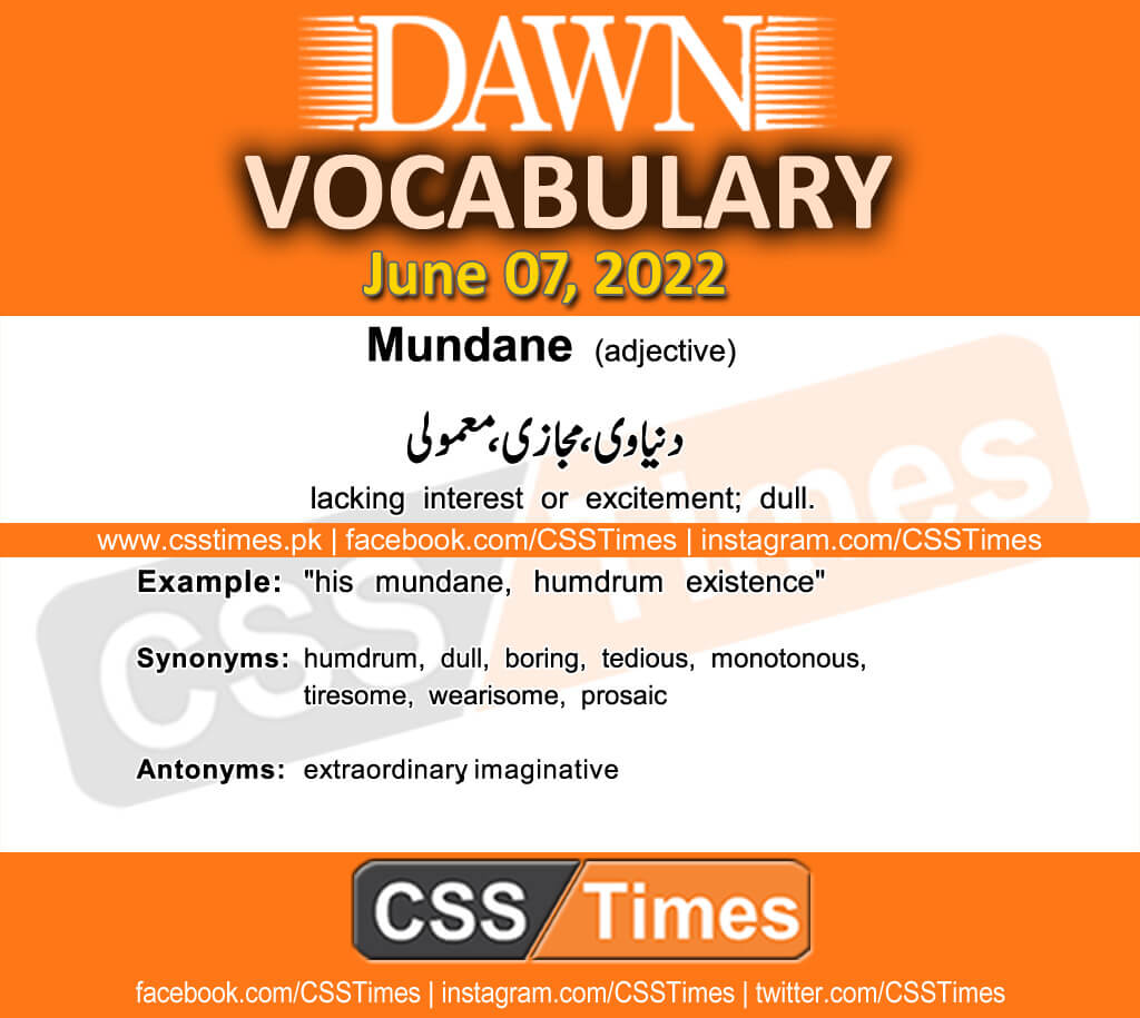 Daily DAWN News Vocabulary with Urdu Meaning (07 June 2022)