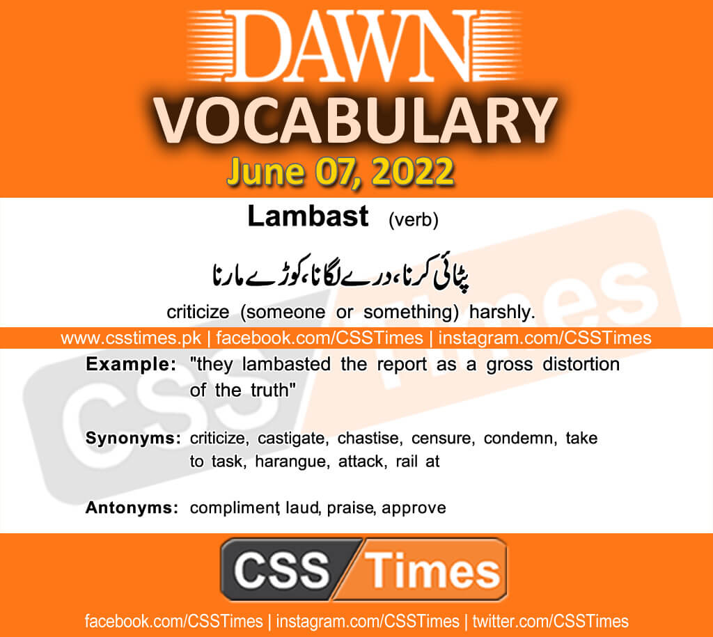 Daily DAWN News Vocabulary with Urdu Meaning (07 June 2022)