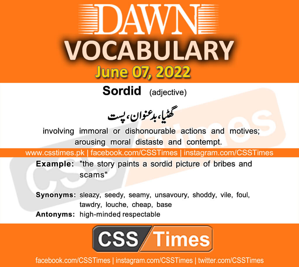 Daily DAWN News Vocabulary with Urdu Meaning (07 June 2022)