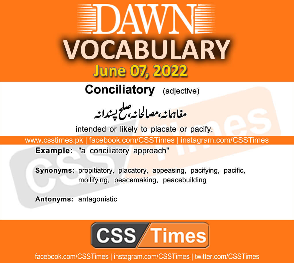 Daily DAWN News Vocabulary with Urdu Meaning (07 June 2022)