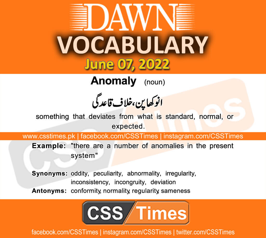 Daily DAWN News Vocabulary with Urdu Meaning (07 June 2022)