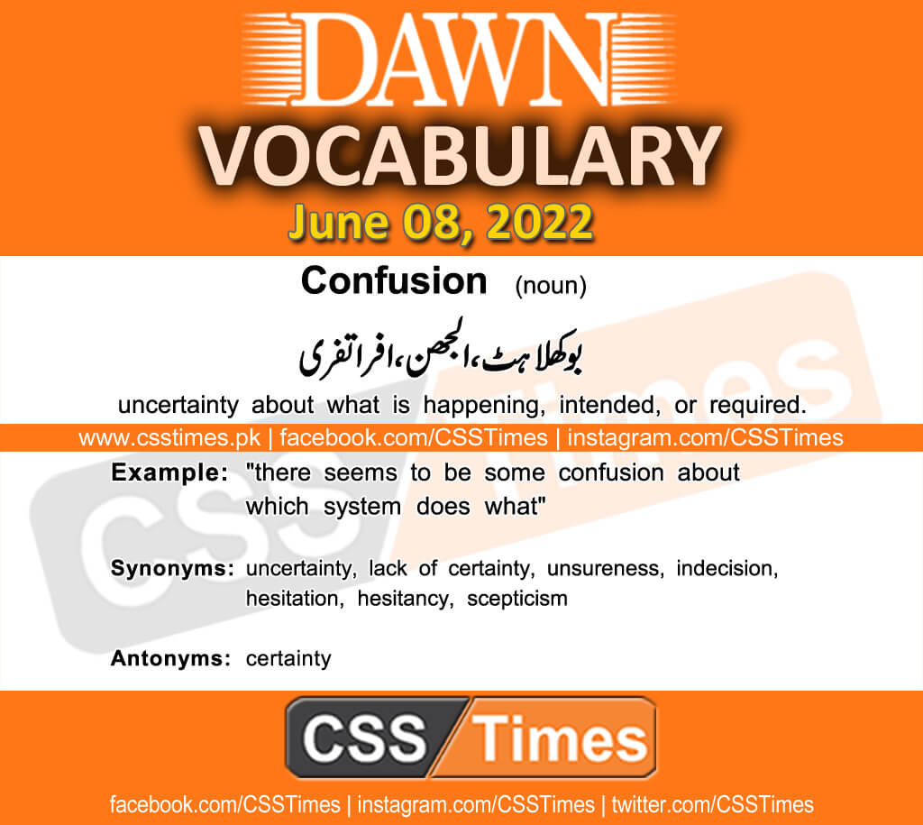 Daily DAWN News Vocabulary with Urdu Meaning (08 June 2022)