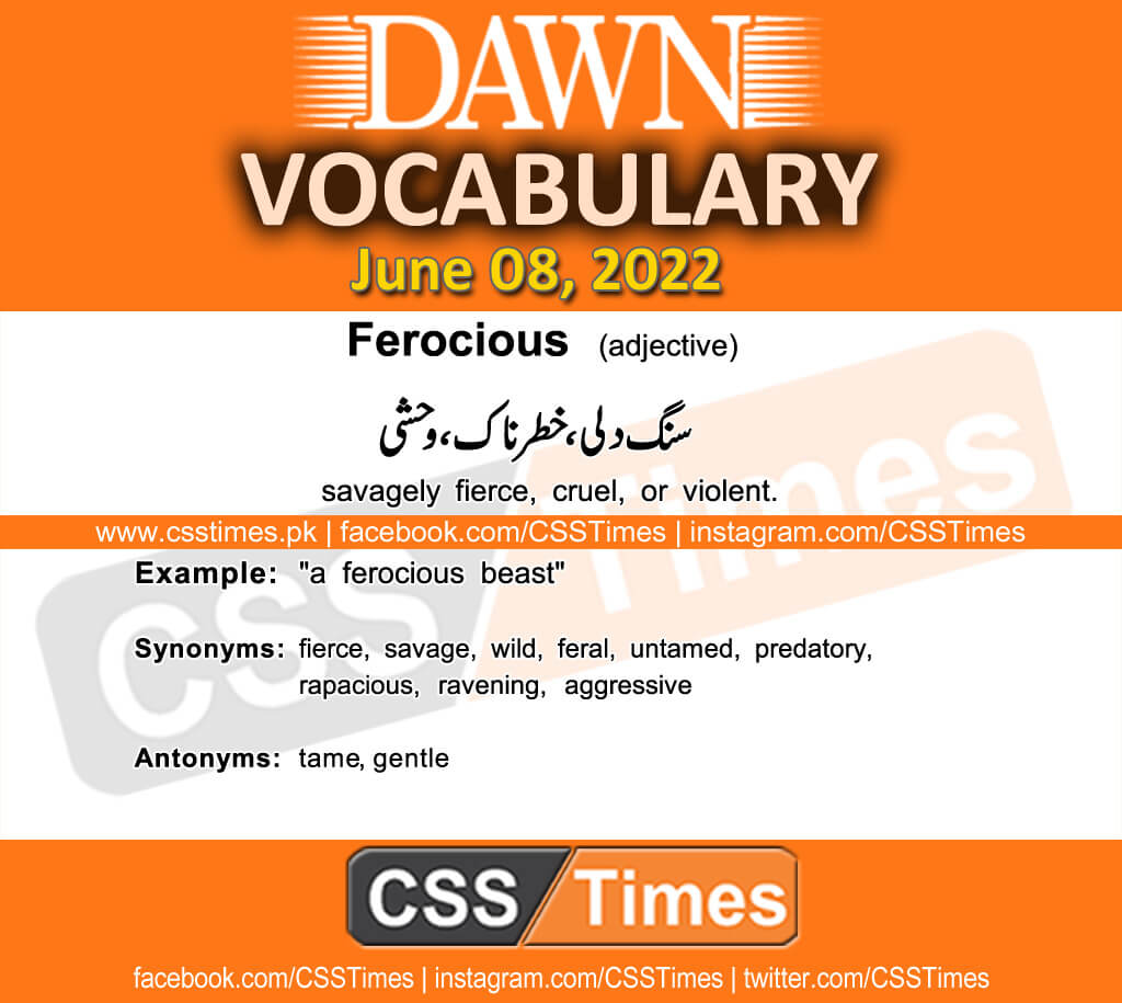 Daily DAWN News Vocabulary with Urdu Meaning (08 June 2022)