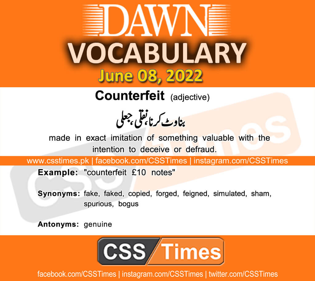 Daily DAWN News Vocabulary with Urdu Meaning (08 June 2022)