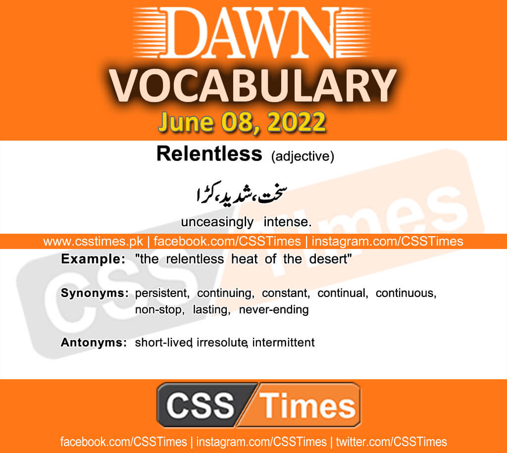 Daily DAWN News Vocabulary with Urdu Meaning (08 June 2022)