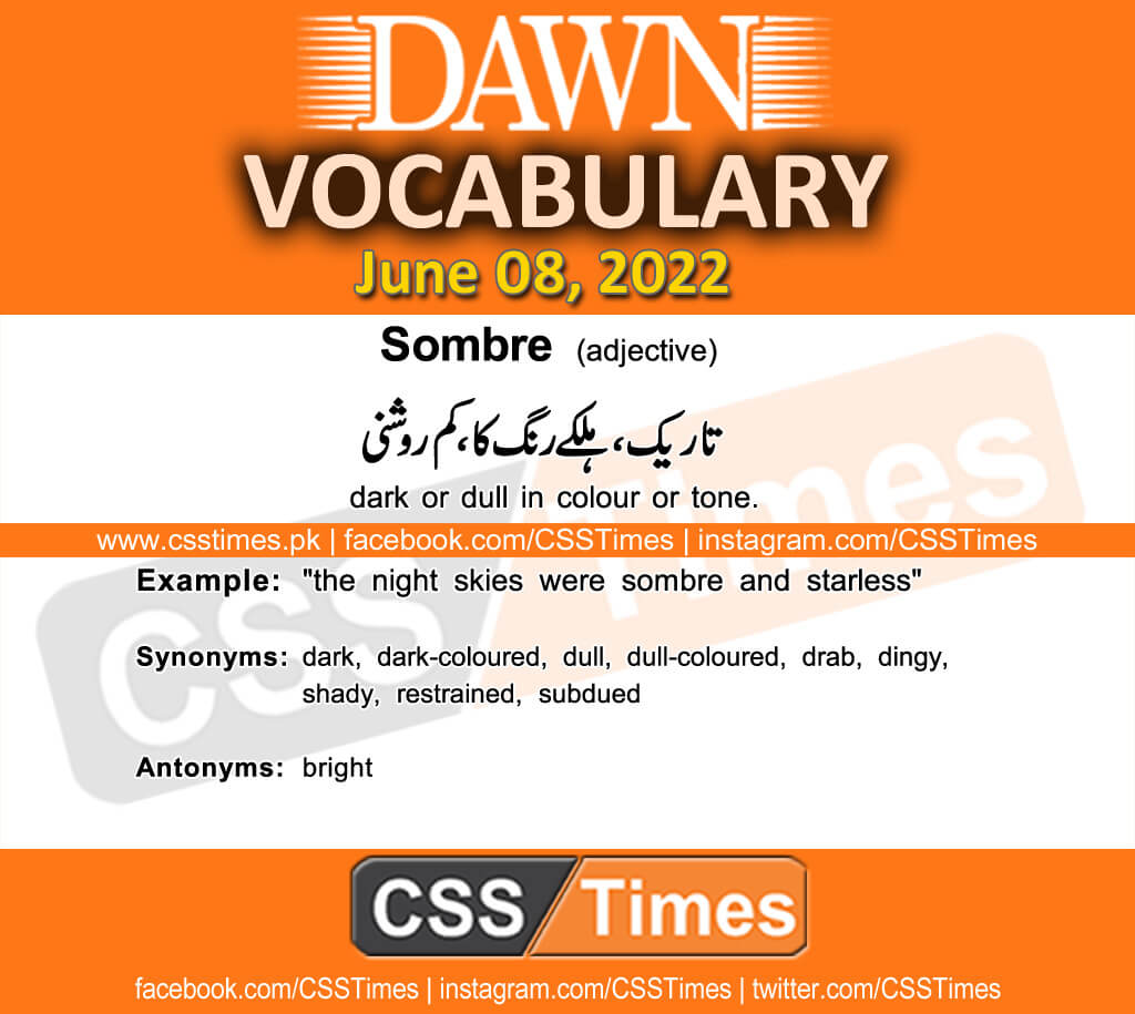 Daily DAWN News Vocabulary with Urdu Meaning (08 June 2022)
