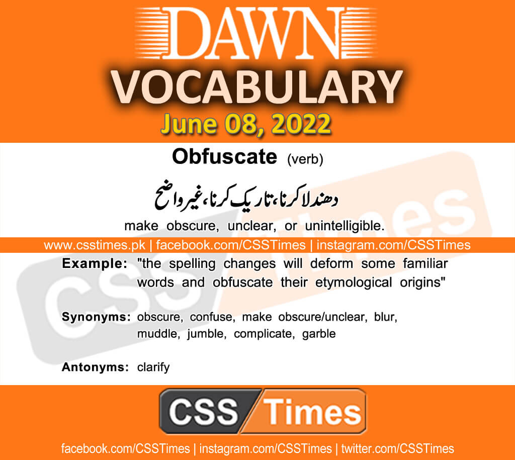 Daily DAWN News Vocabulary with Urdu Meaning (08 June 2022)