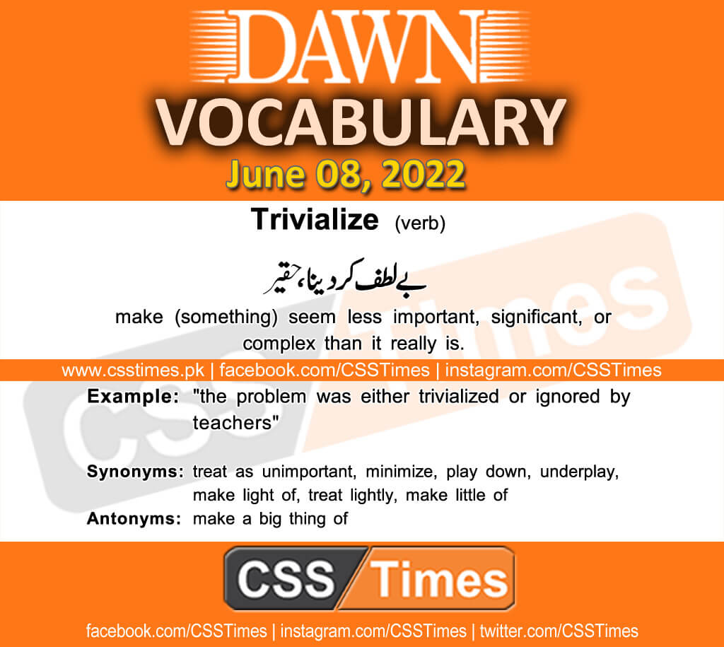 Daily DAWN News Vocabulary with Urdu Meaning (08 June 2022)